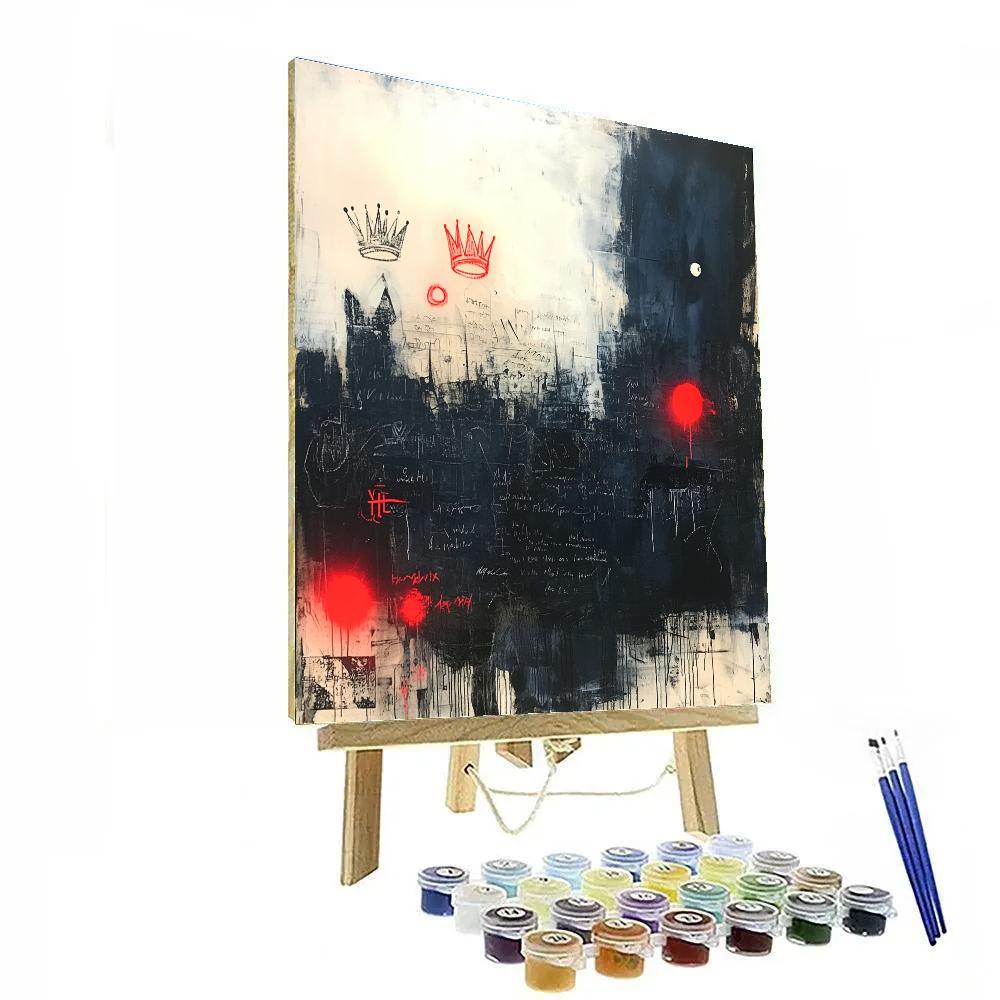 Jean-Michel Basquiat Inspired Midnight Manuscript paint by color