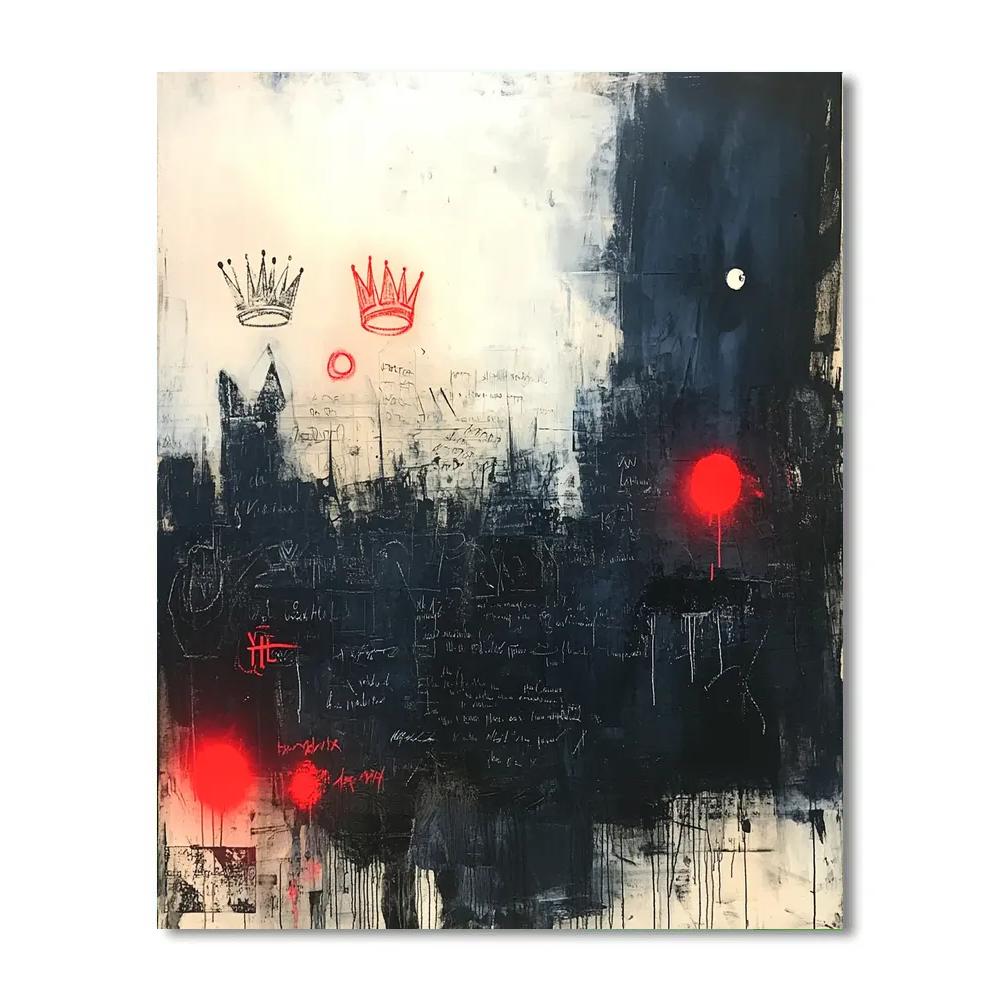 Jean-Michel Basquiat Inspired Midnight Manuscript paint by color