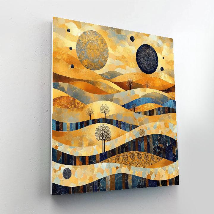 Gustav Klimt Inspired Abstract Golden Landscape Number painting