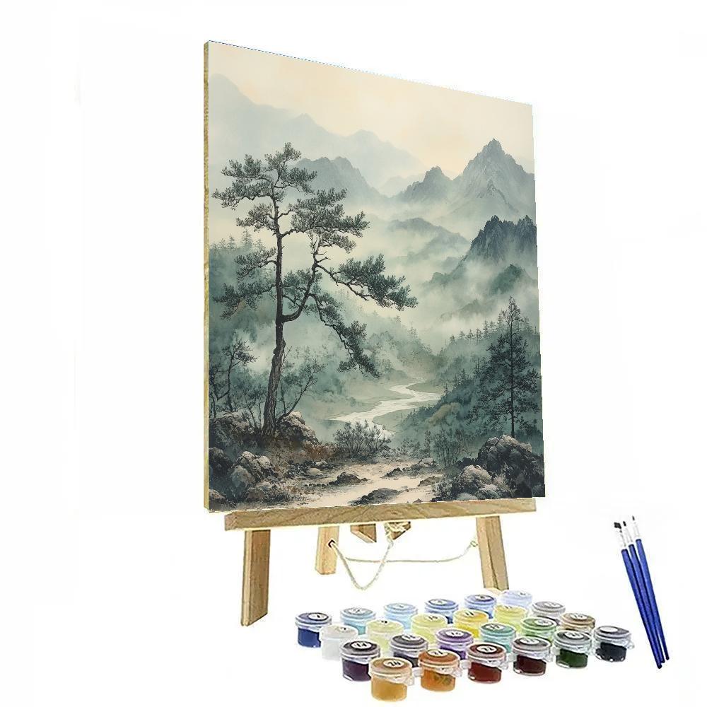 Zhao Mengfu Inspired Misty Mountain Echoes paint by number