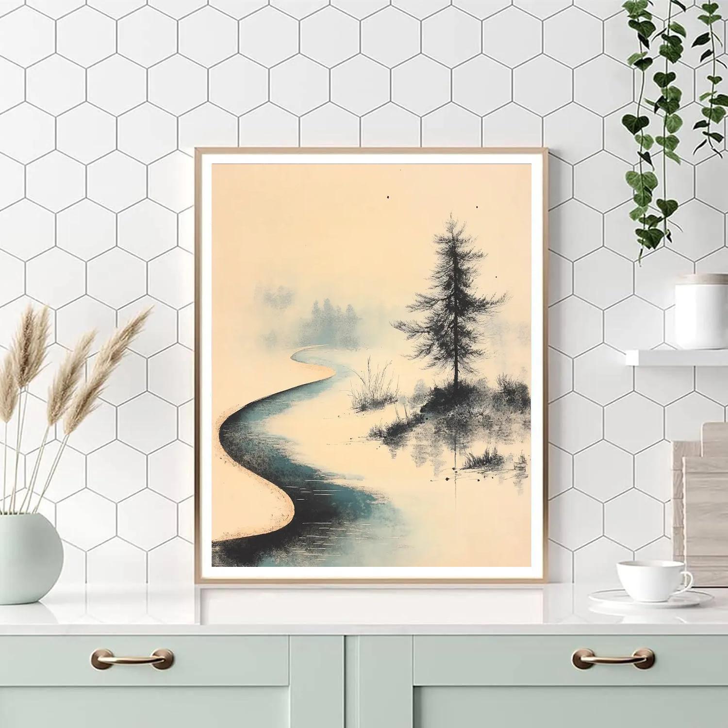 Zhao Mengfu Inspired River Of Calligraphic Light Number painting