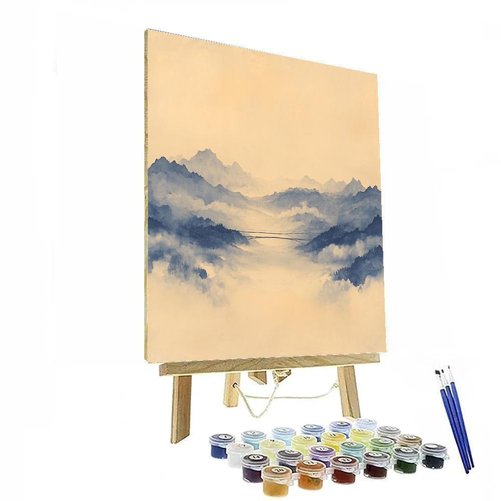 Zhao Mengfu Inspired Cloud Bridge Over Quiet Valley Paint by numbers art