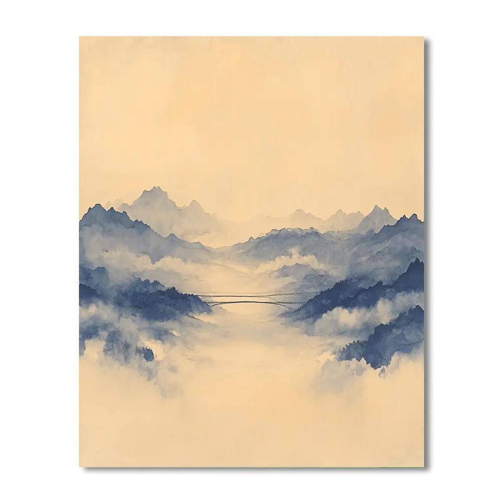Zhao Mengfu Inspired Cloud Bridge Over Quiet Valley Paint by numbers art