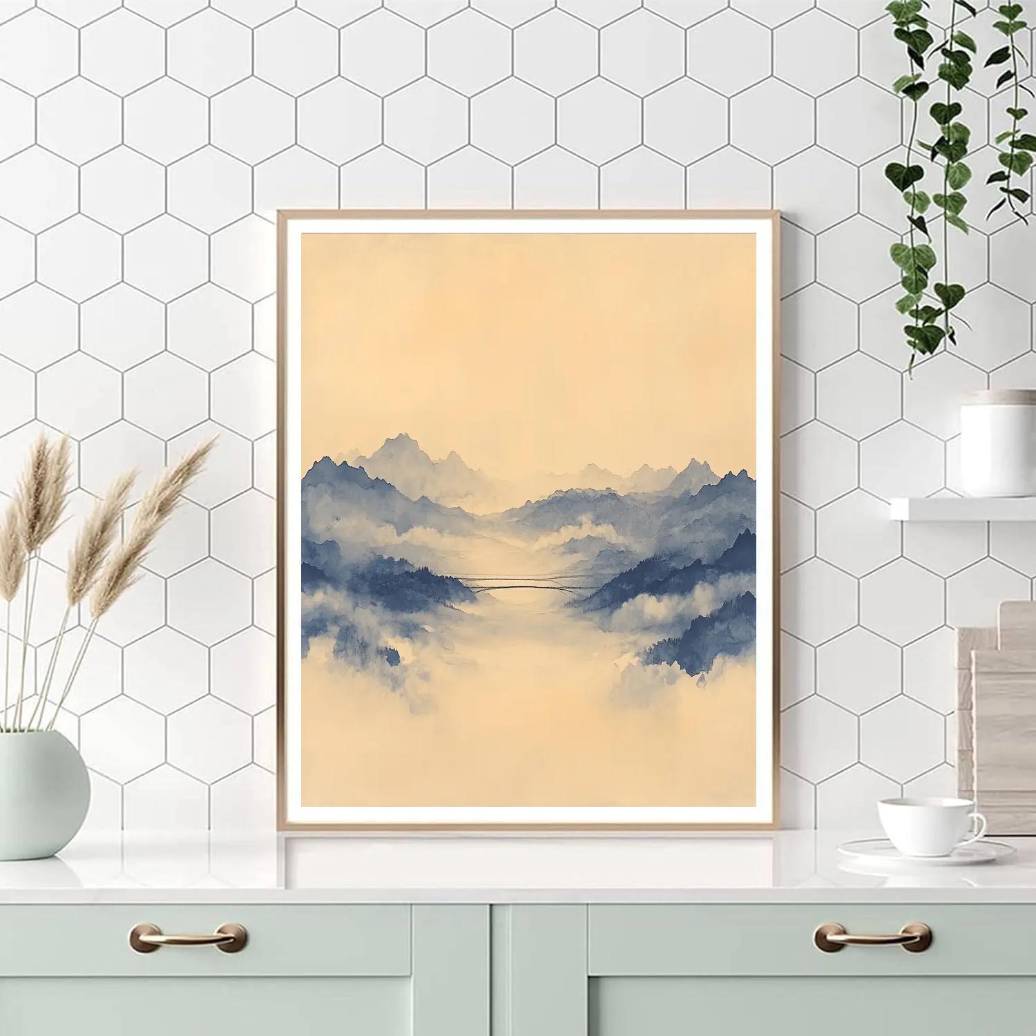 Zhao Mengfu Inspired Cloud Bridge Over Quiet Valley Paint by numbers art