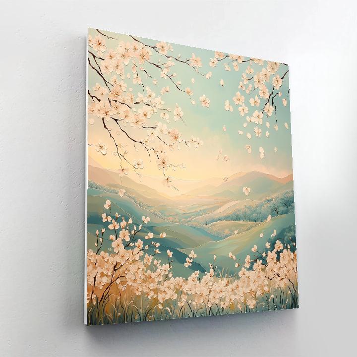 Hiroshige Inspired Cherry Blossom Dawn paint by number