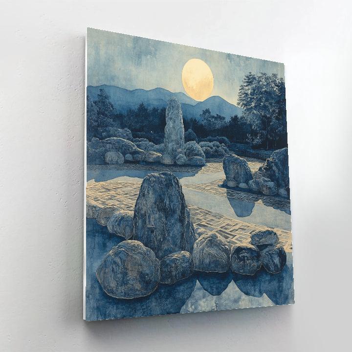 Zhao Mengfu Inspired Moonlit Stone Garden painting number kit