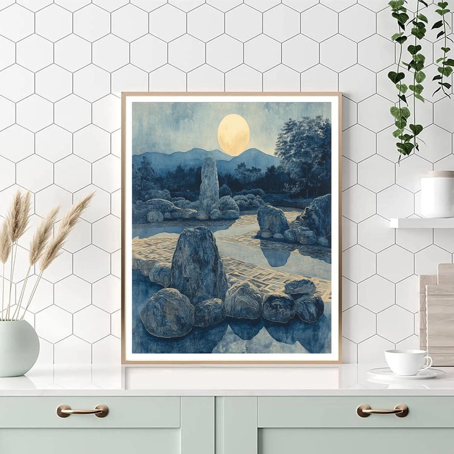 Zhao Mengfu Inspired Moonlit Stone Garden painting number kit