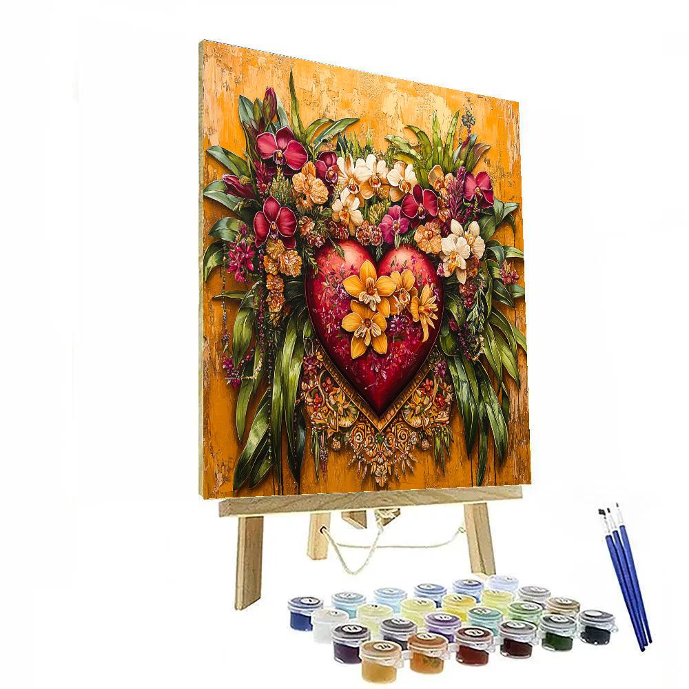 Frida Kahlo Inspired Botanical Heartscape painting number kit