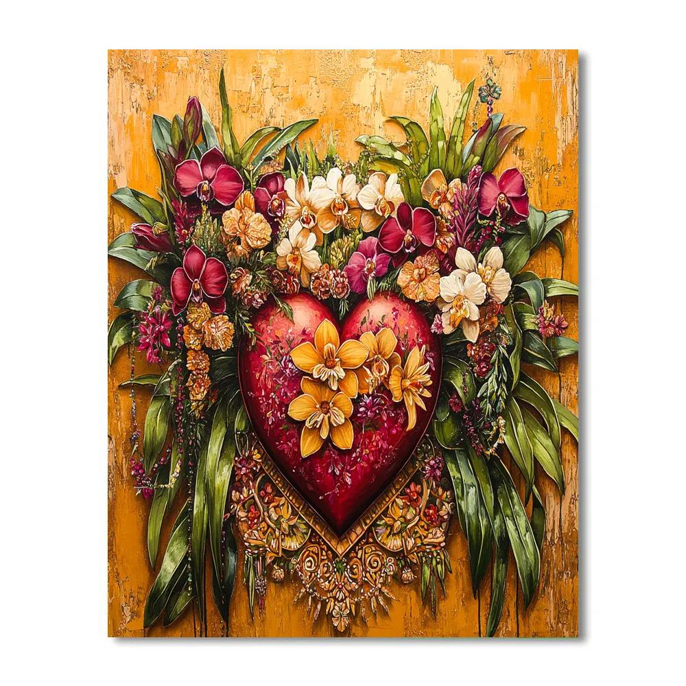 Frida Kahlo Inspired Botanical Heartscape painting number kit