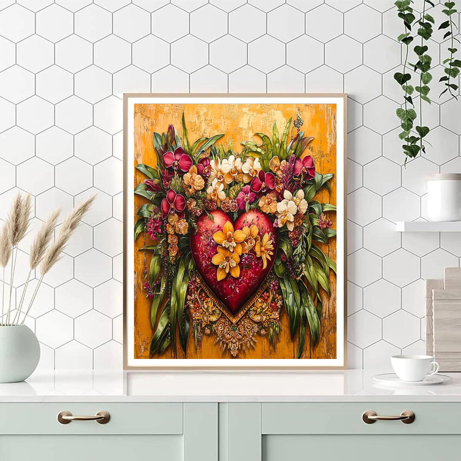 Frida Kahlo Inspired Botanical Heartscape painting number kit