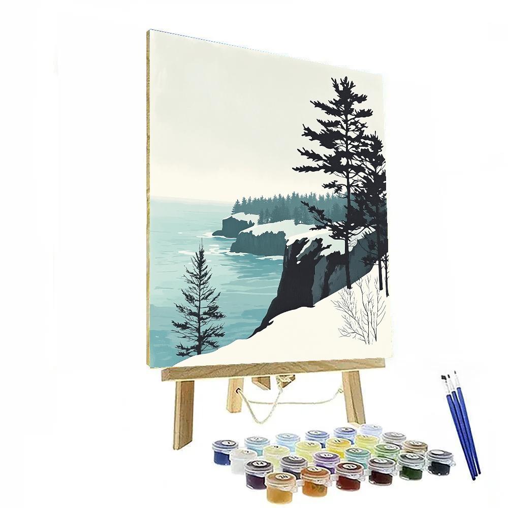 Hiroshige Inspired Snow Pine Coastal Mist painting number kit