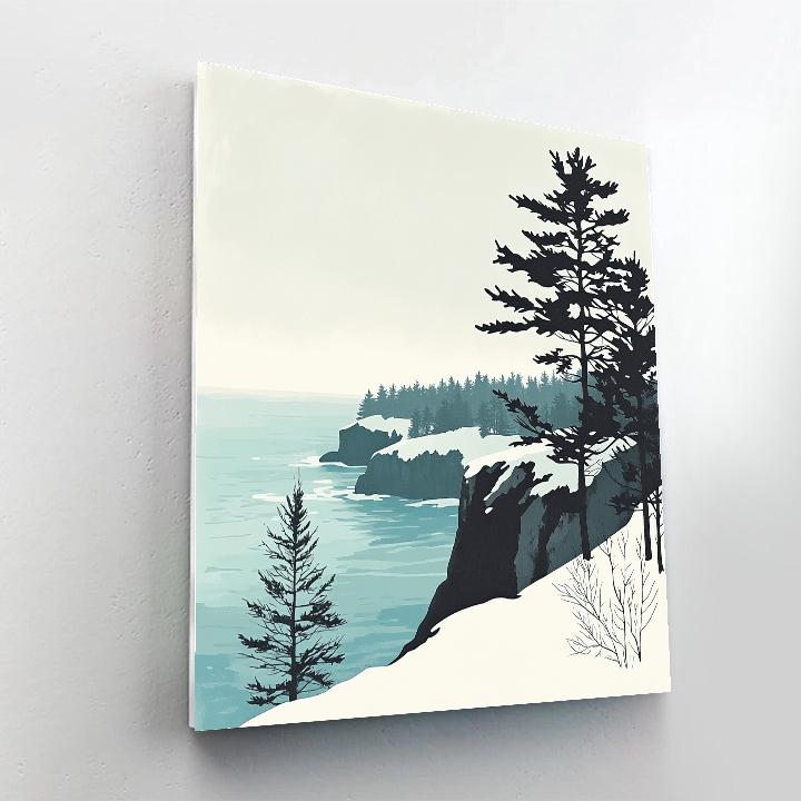 Hiroshige Inspired Snow Pine Coastal Mist painting number kit