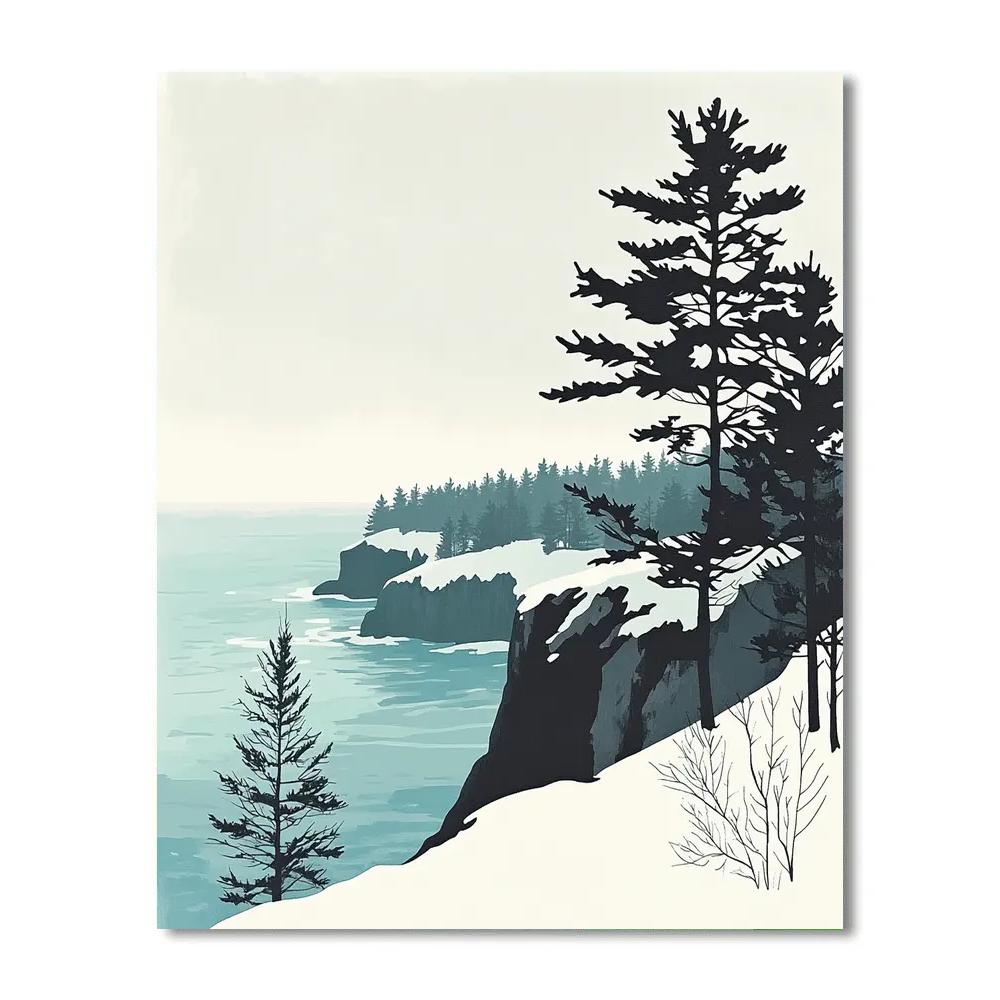 Hiroshige Inspired Snow Pine Coastal Mist painting number kit