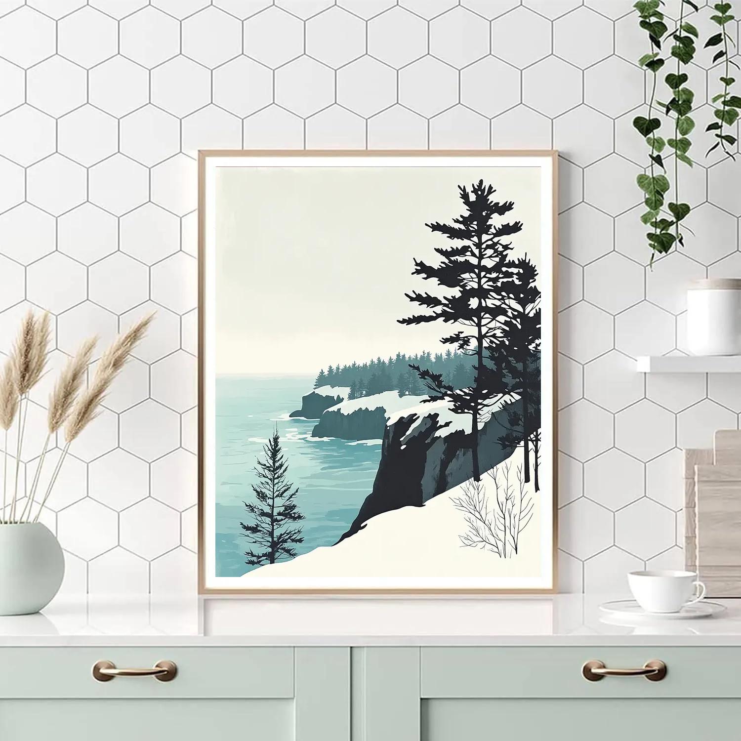 Hiroshige Inspired Snow Pine Coastal Mist painting number kit