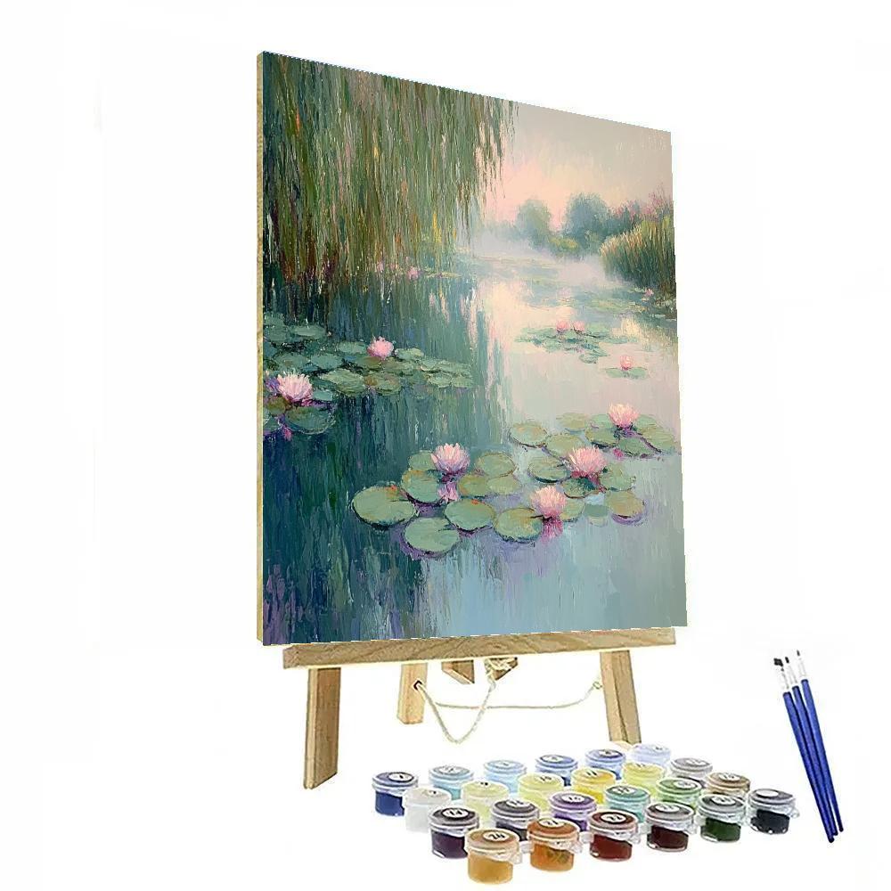 Claude Monet Inspired Waterlily Morning Mist paint by color