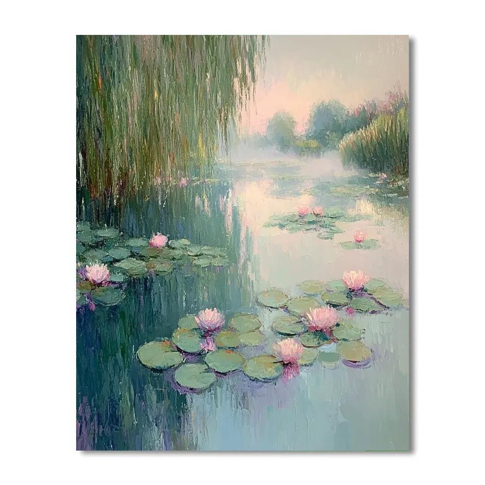 Claude Monet Inspired Waterlily Morning Mist paint by color