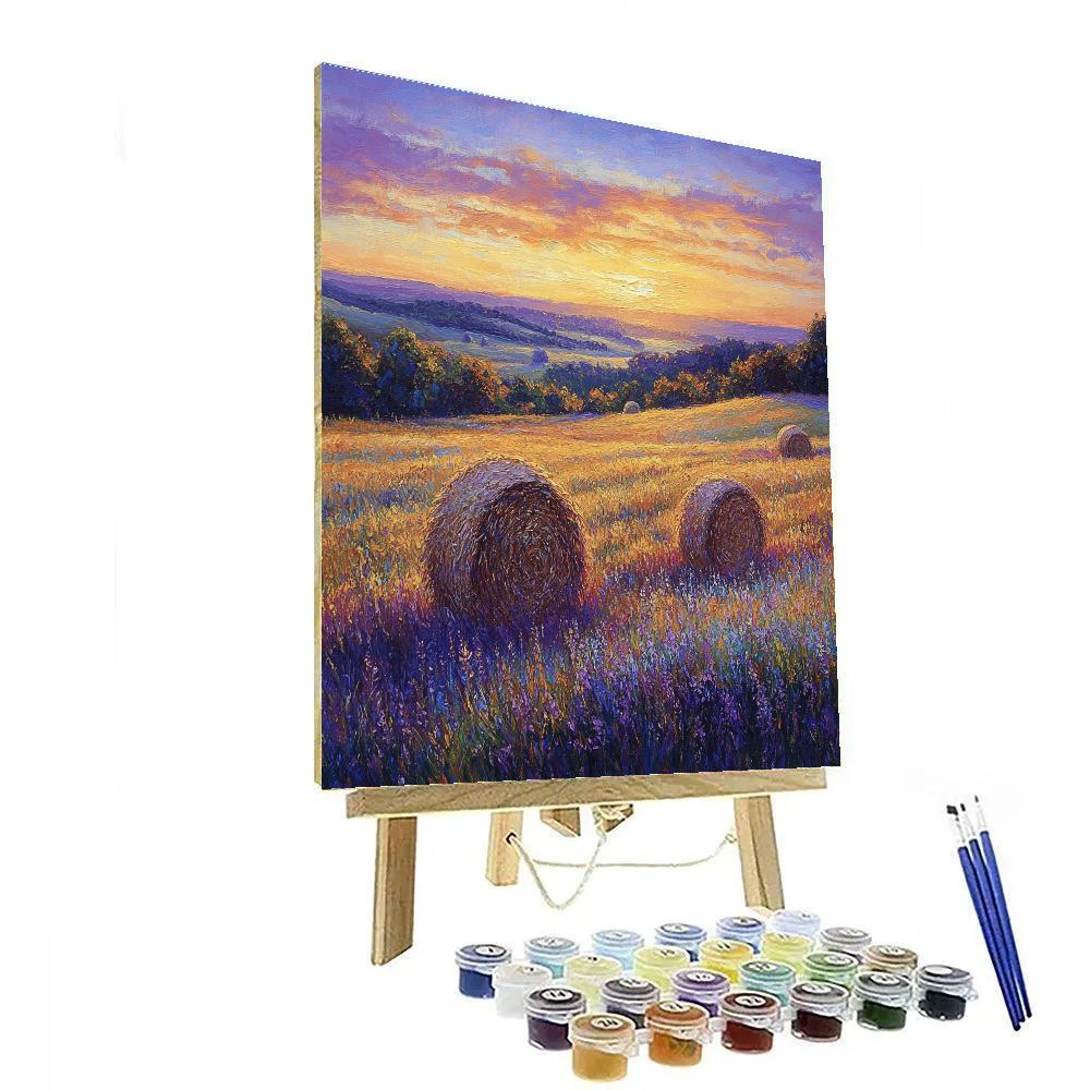 Claude Monet Inspired Haystacks Lavender Dusk Paint by numbers art