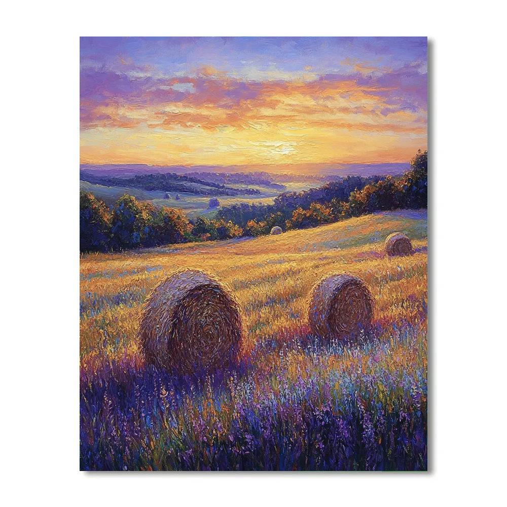 Claude Monet Inspired Haystacks Lavender Dusk Paint by numbers art