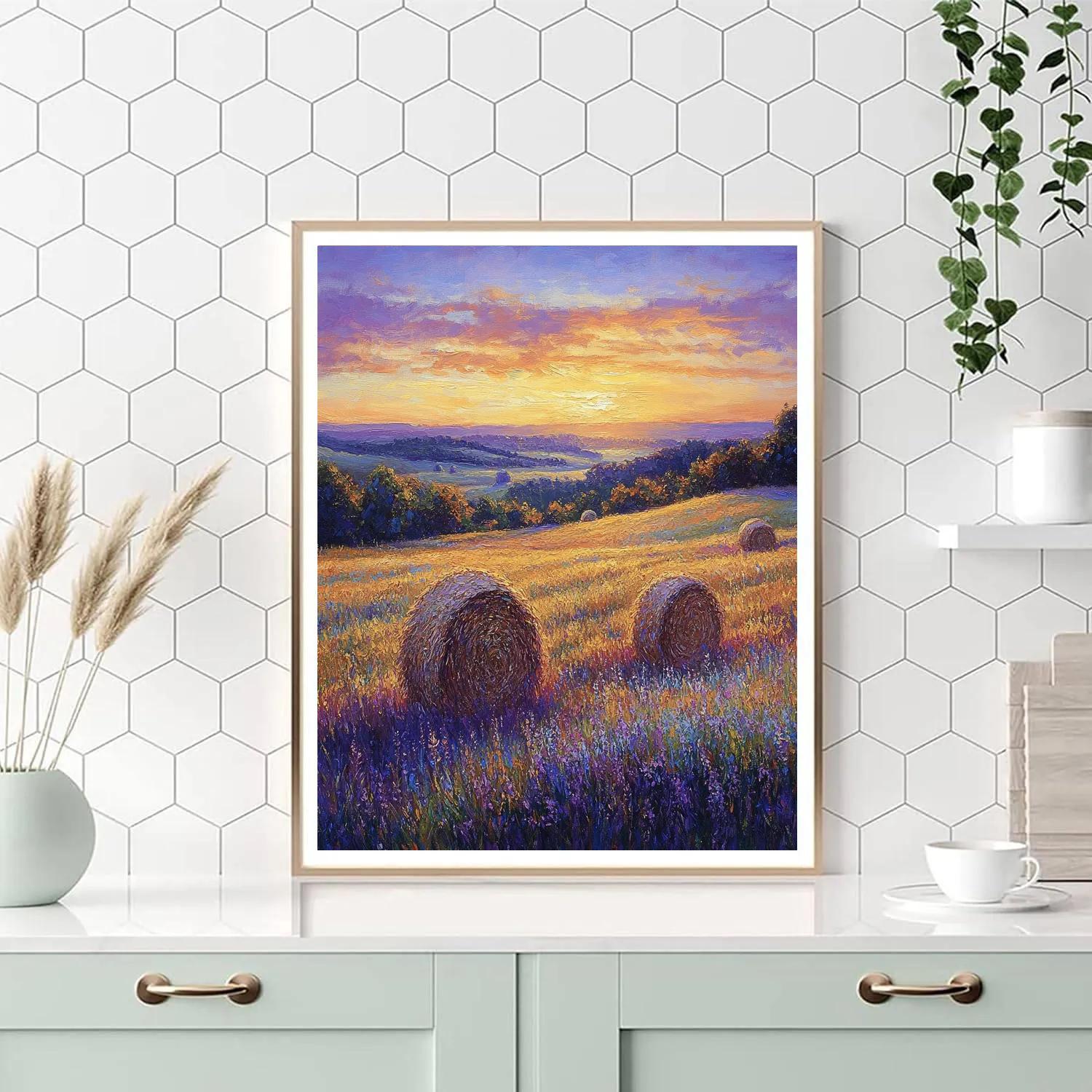Claude Monet Inspired Haystacks Lavender Dusk Paint by numbers art
