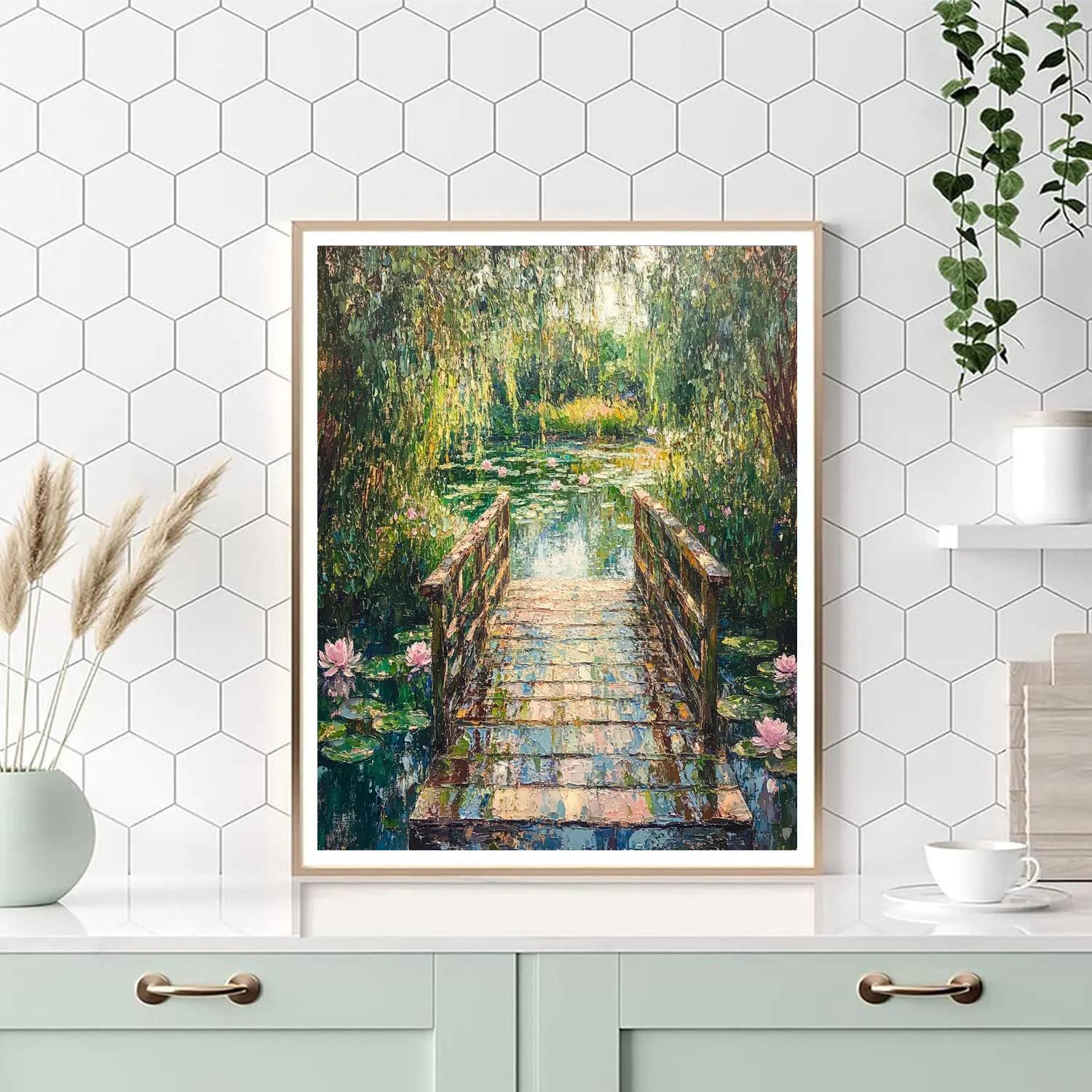Claude Monet Inspired Giverny Bridge After Rain Paint by numbers art