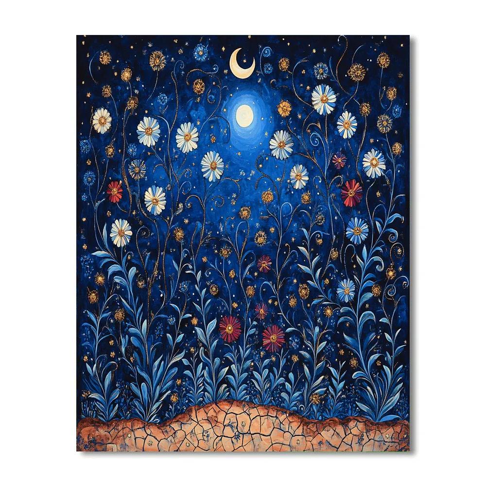 Frida Kahlo Inspired Moonlit Flora Lament paint by number