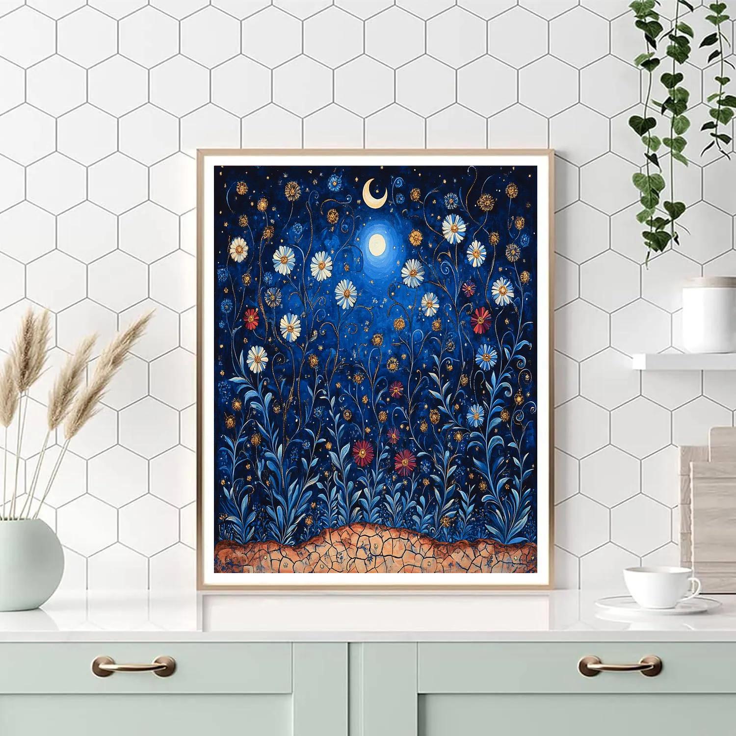 Frida Kahlo Inspired Moonlit Flora Lament paint by number