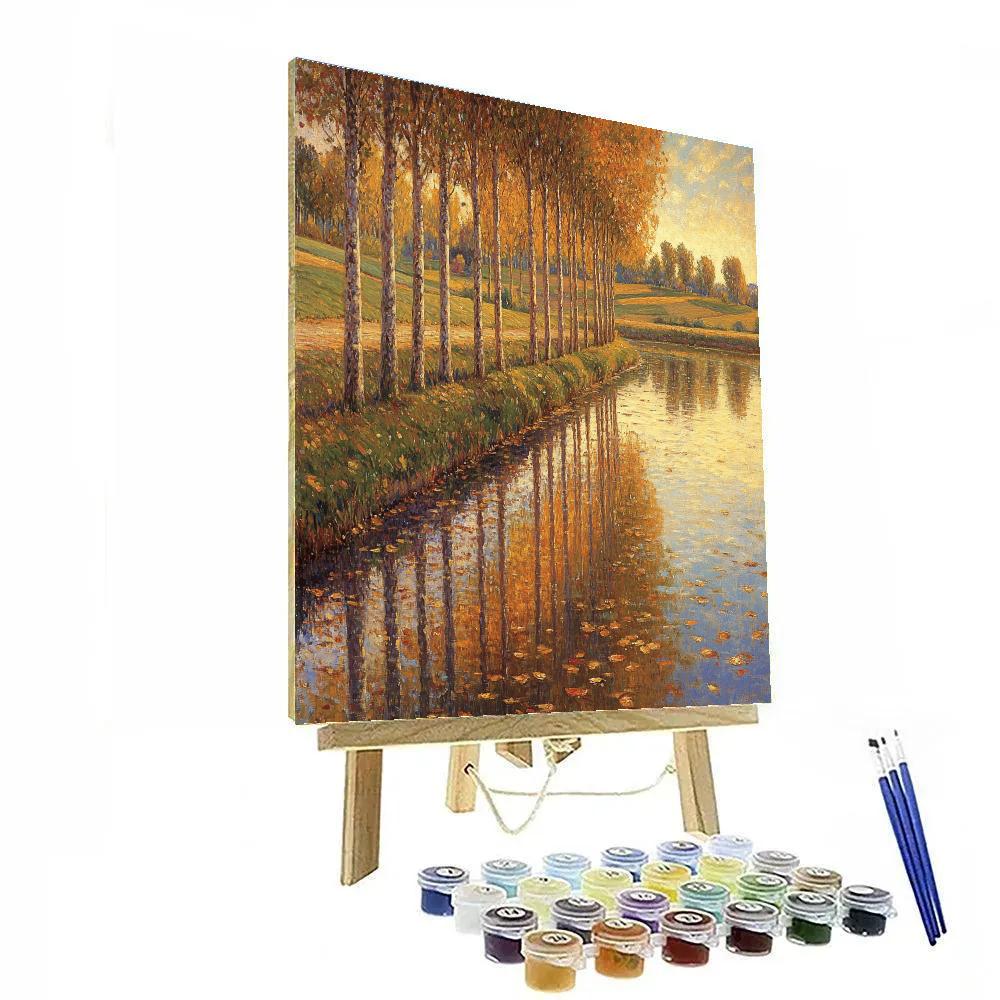 Claude Monet Inspired Seine Poplars Autumn Glow Painting by numbers kit