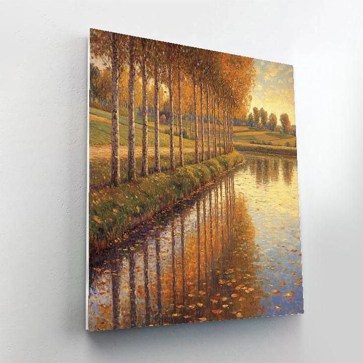 Claude Monet Inspired Seine Poplars Autumn Glow Painting by numbers kit