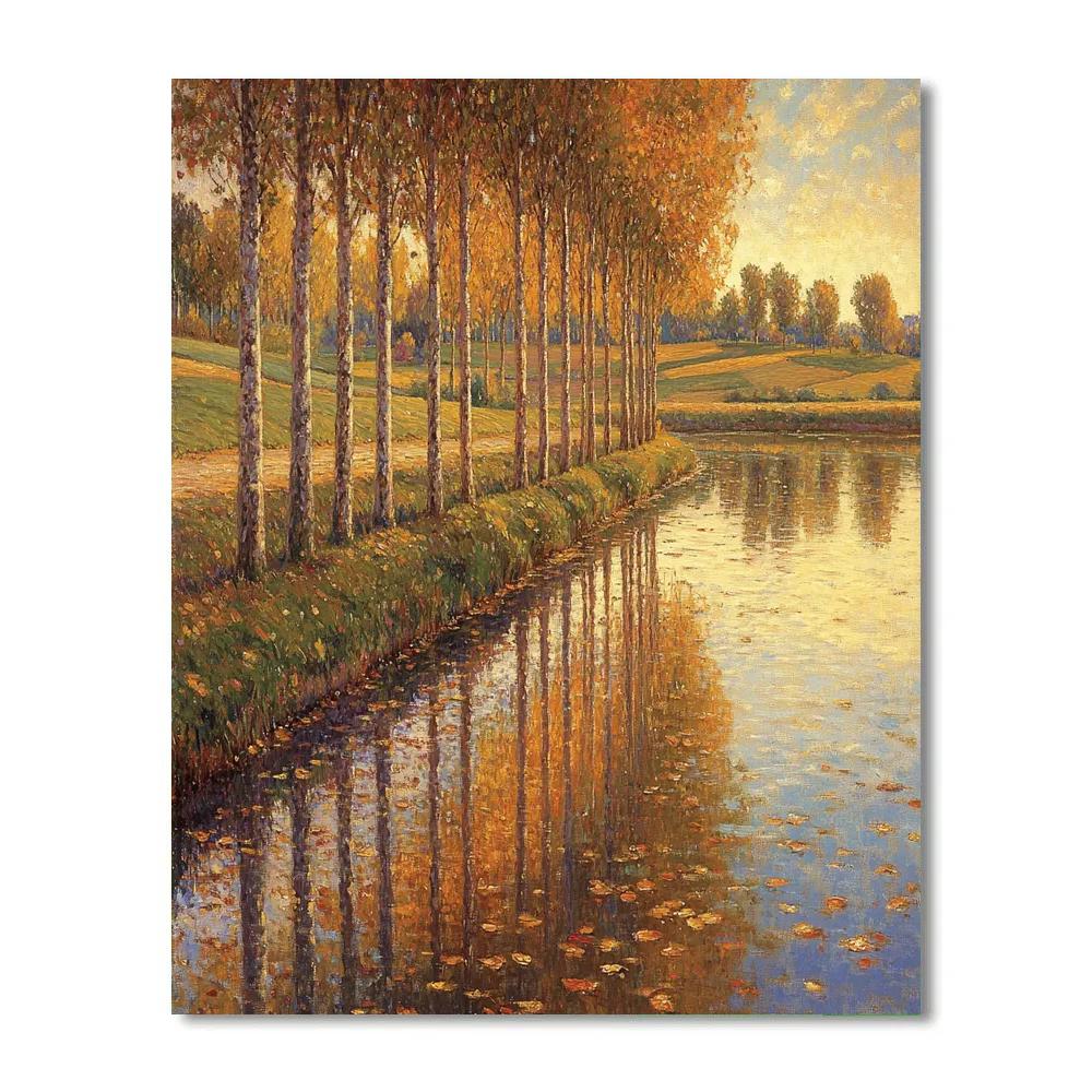 Claude Monet Inspired Seine Poplars Autumn Glow Painting by numbers kit