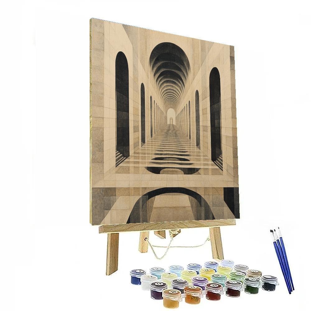 M.C. Escher Inspired Mirror City Labyrinth Paint by numbers art