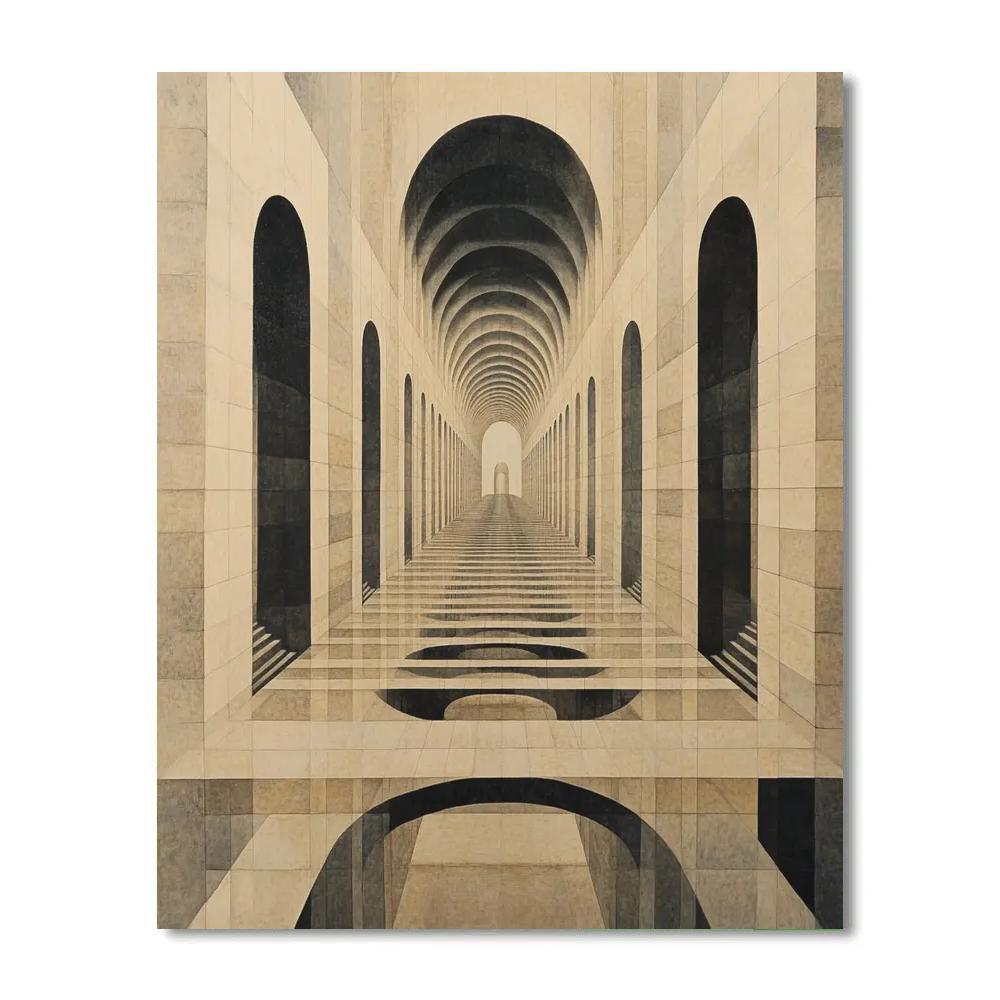 M.C. Escher Inspired Mirror City Labyrinth Paint by numbers art