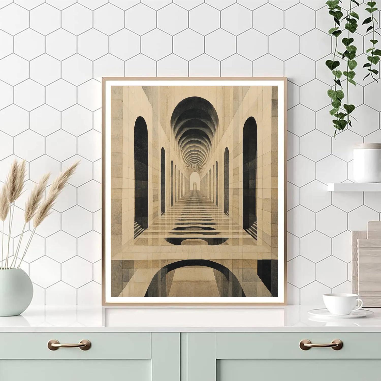 M.C. Escher Inspired Mirror City Labyrinth Paint by numbers art