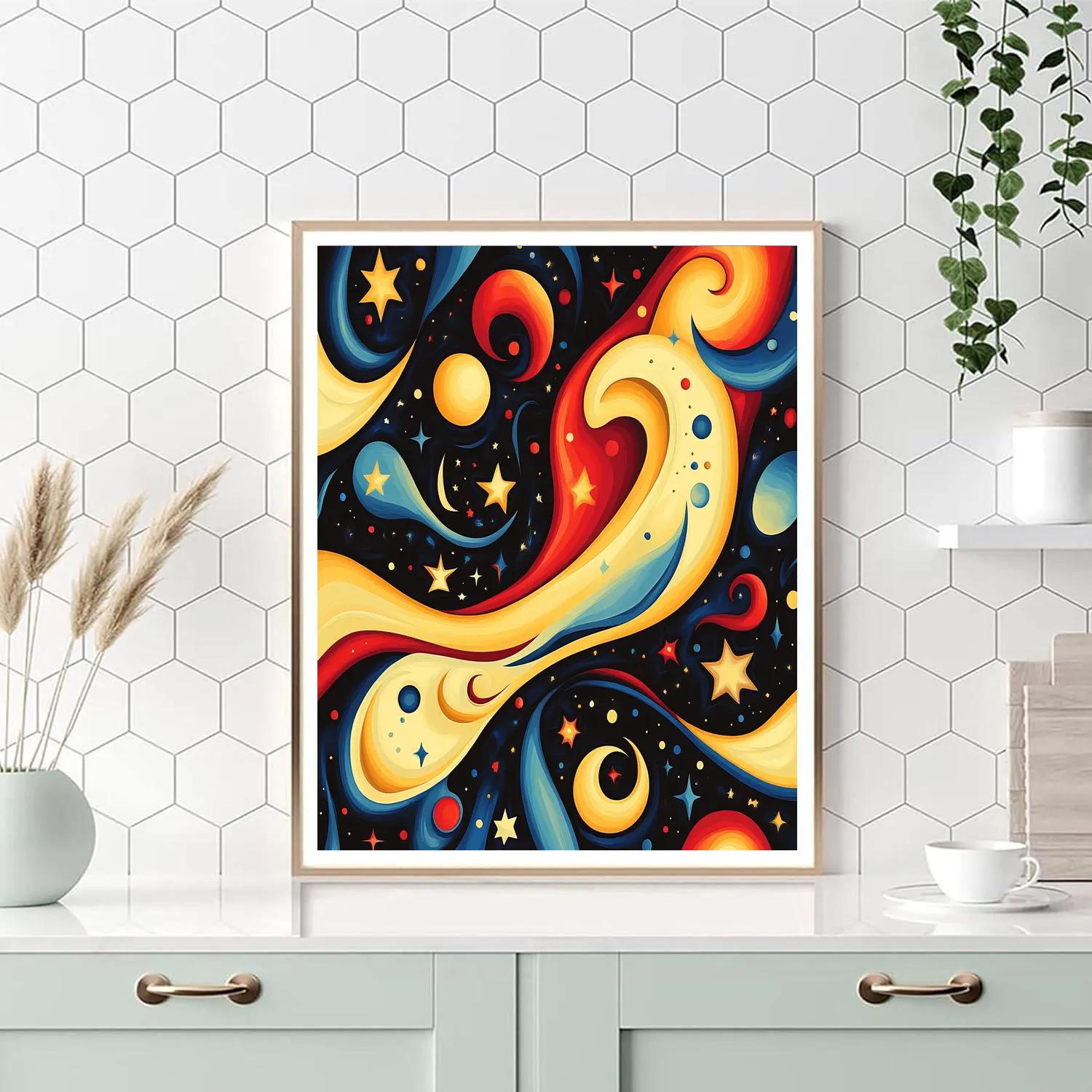 Joan Miró Inspired Cosmic Whimsy Numbered painting kits