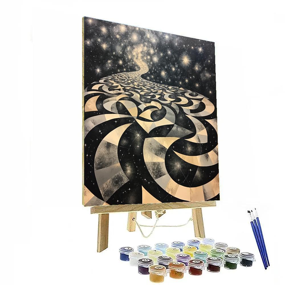 M.C. Escher Inspired Celestial Tessellation Field painting number kit