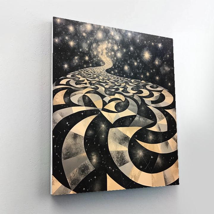 M.C. Escher Inspired Celestial Tessellation Field painting number kit