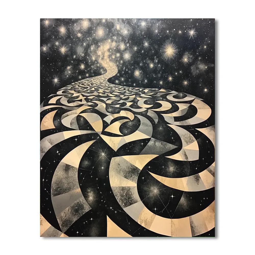 M.C. Escher Inspired Celestial Tessellation Field painting number kit