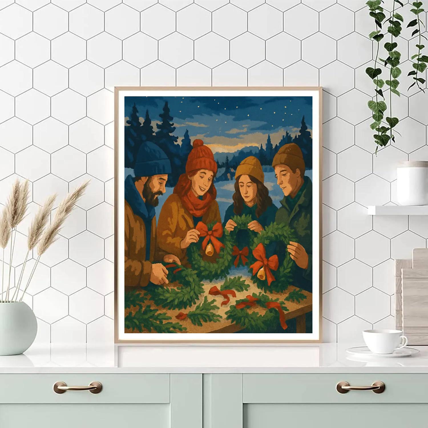 Wreathmakers At Dusk Number painting