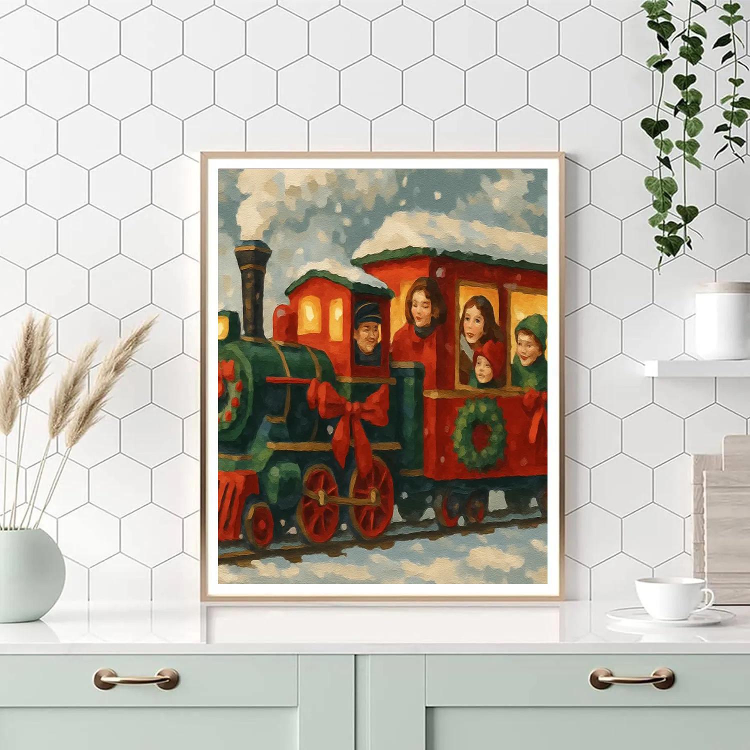 Ribboned Train Ride paint by number