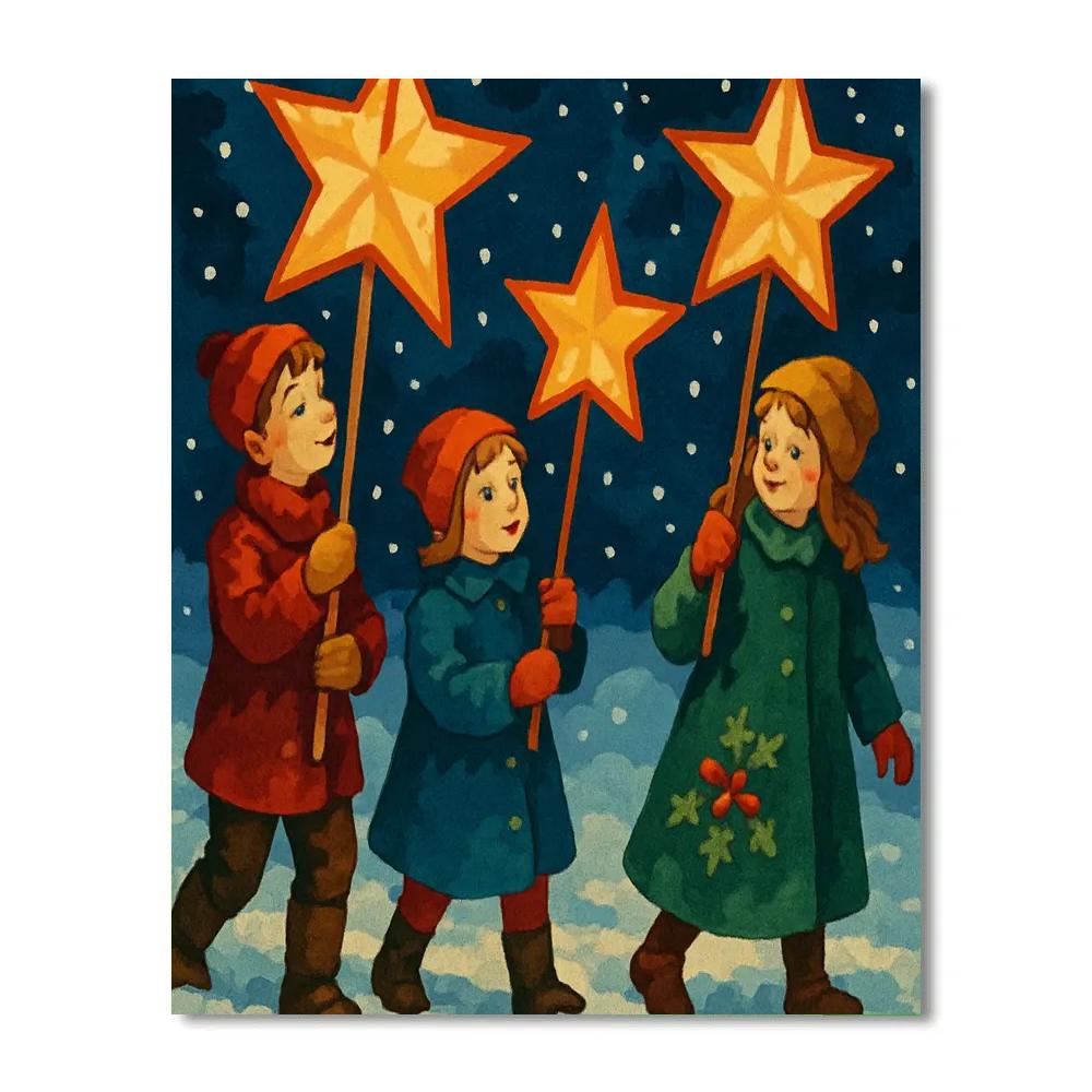 Starry Carol Lanterns paint by numbers