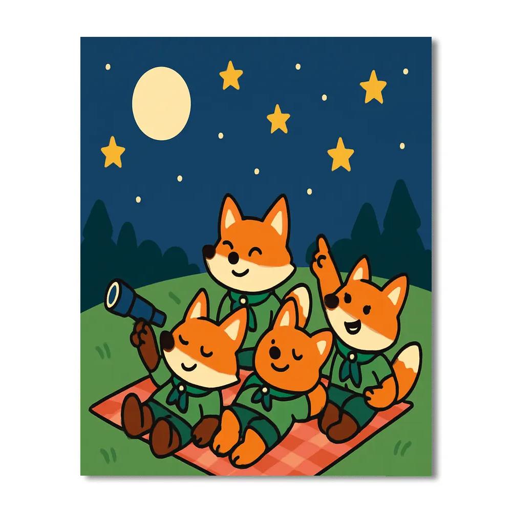Stargazing Fox Scouts painting number kit
