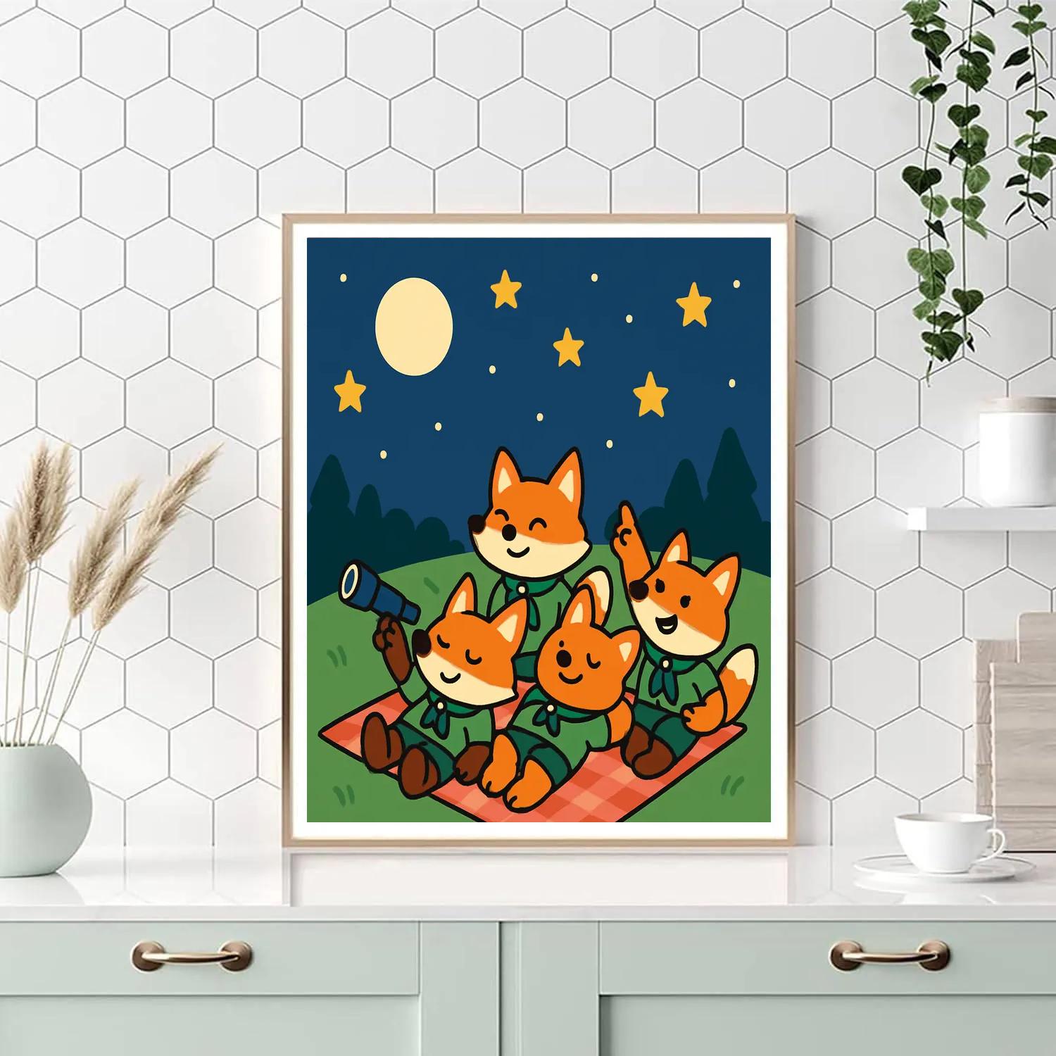 Stargazing Fox Scouts painting number kit