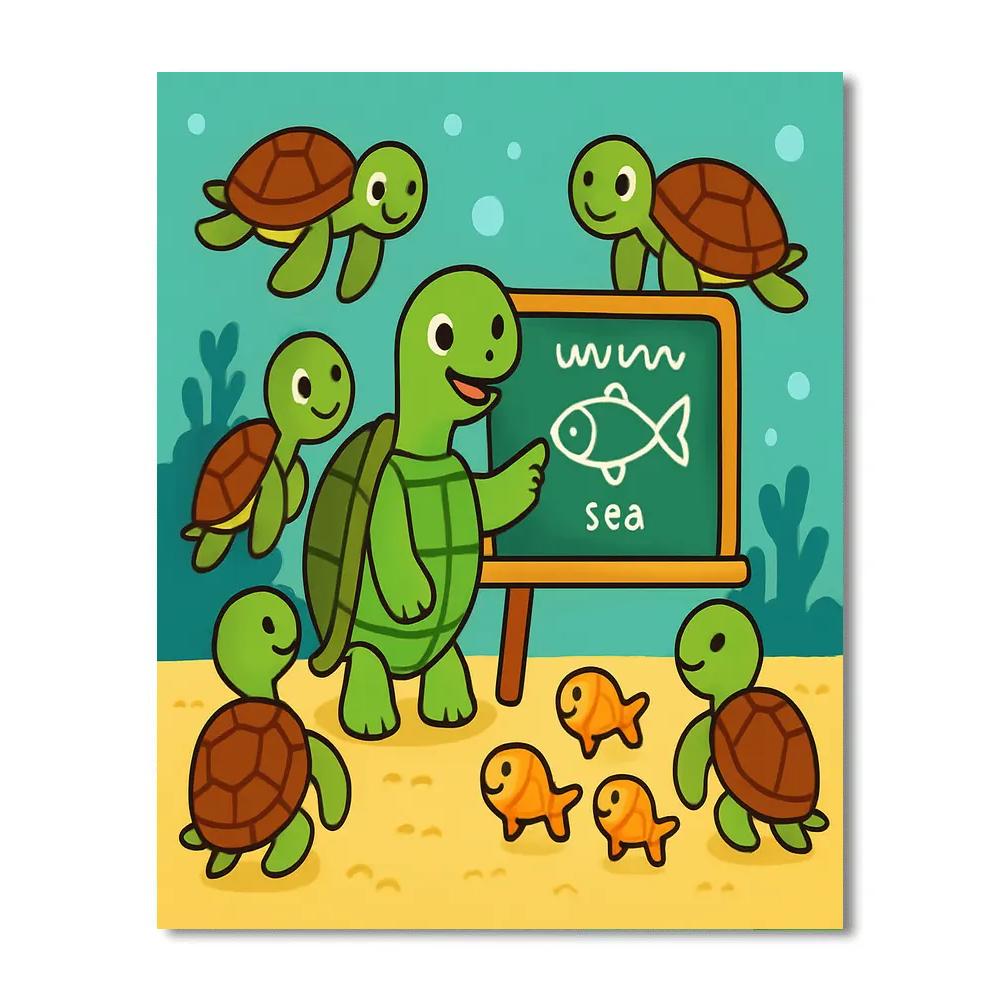 Underwater School Of Turtles paint by number