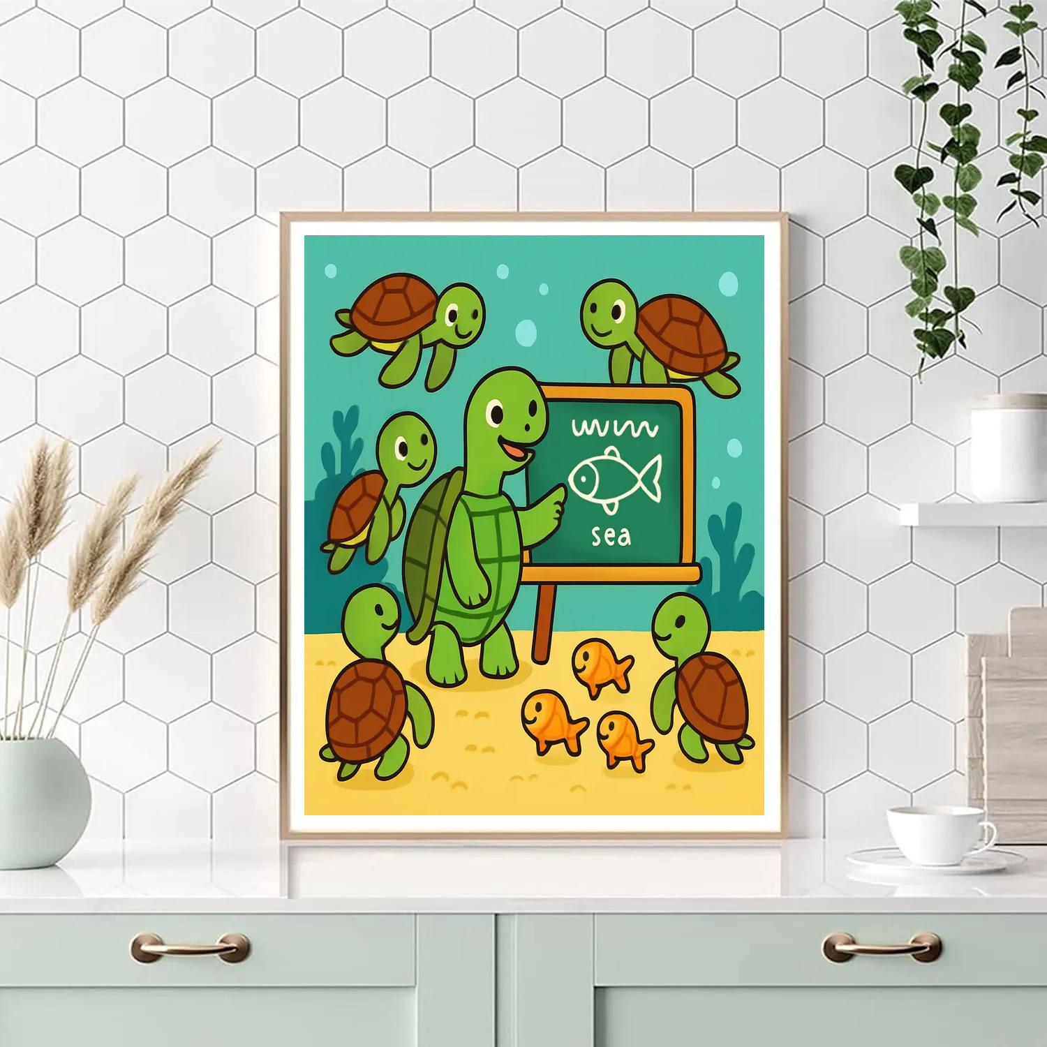 Underwater School Of Turtles paint by number