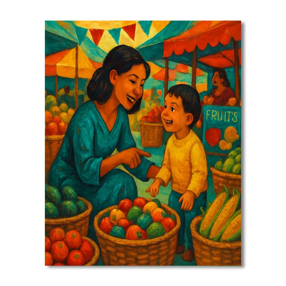 Market Morning Discovery Painting by numbers kit