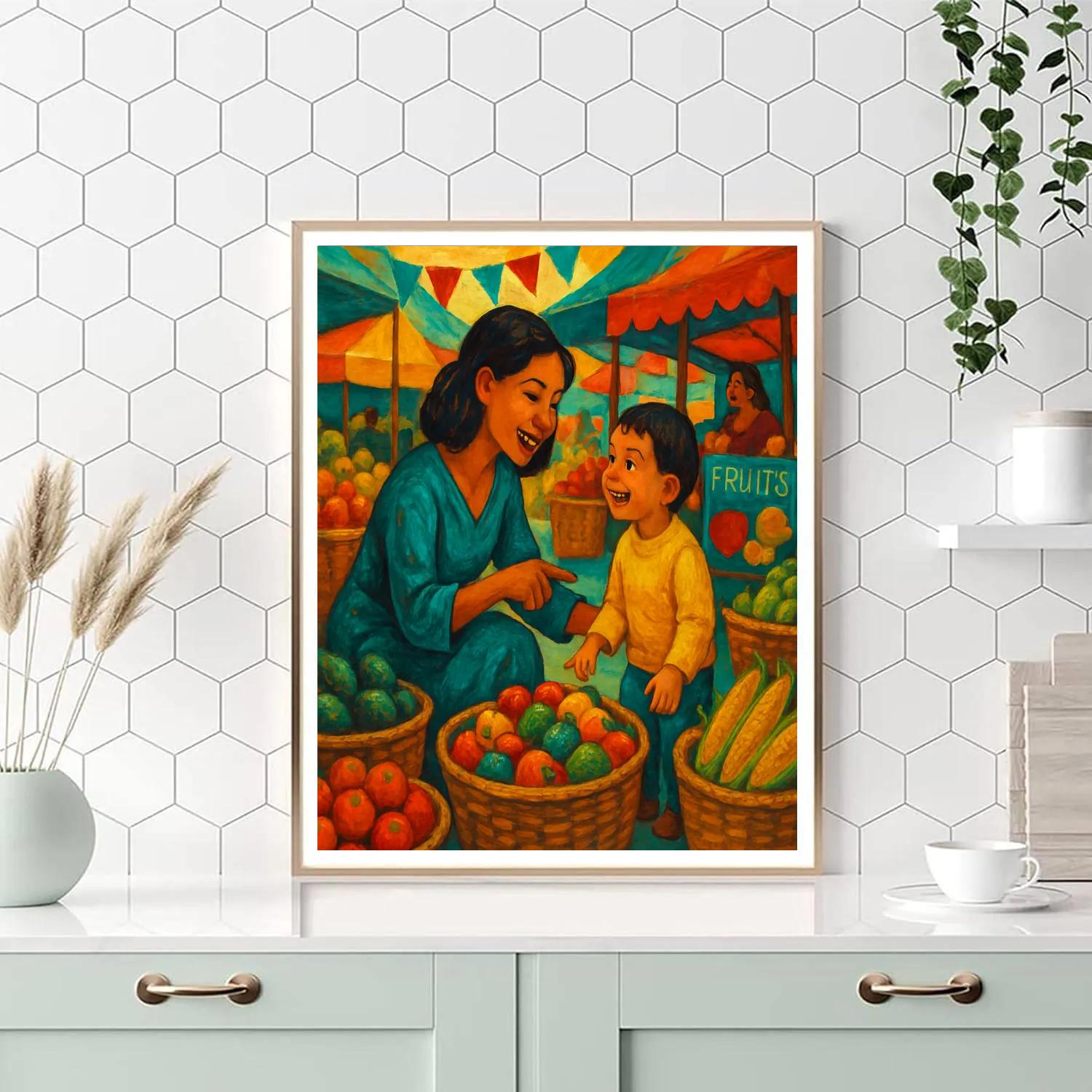 Market Morning Discovery Painting by numbers kit