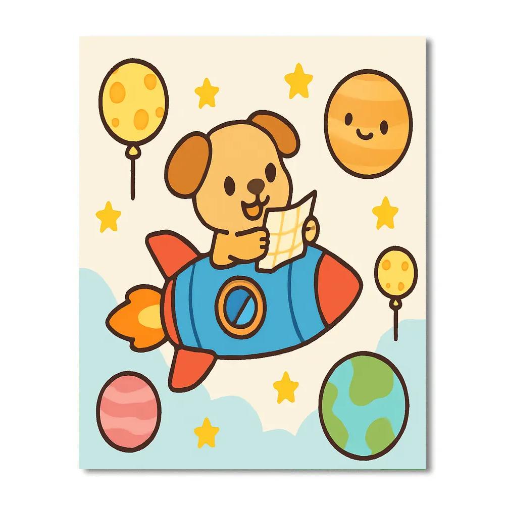 Rocket Puppy Adventure Number painting