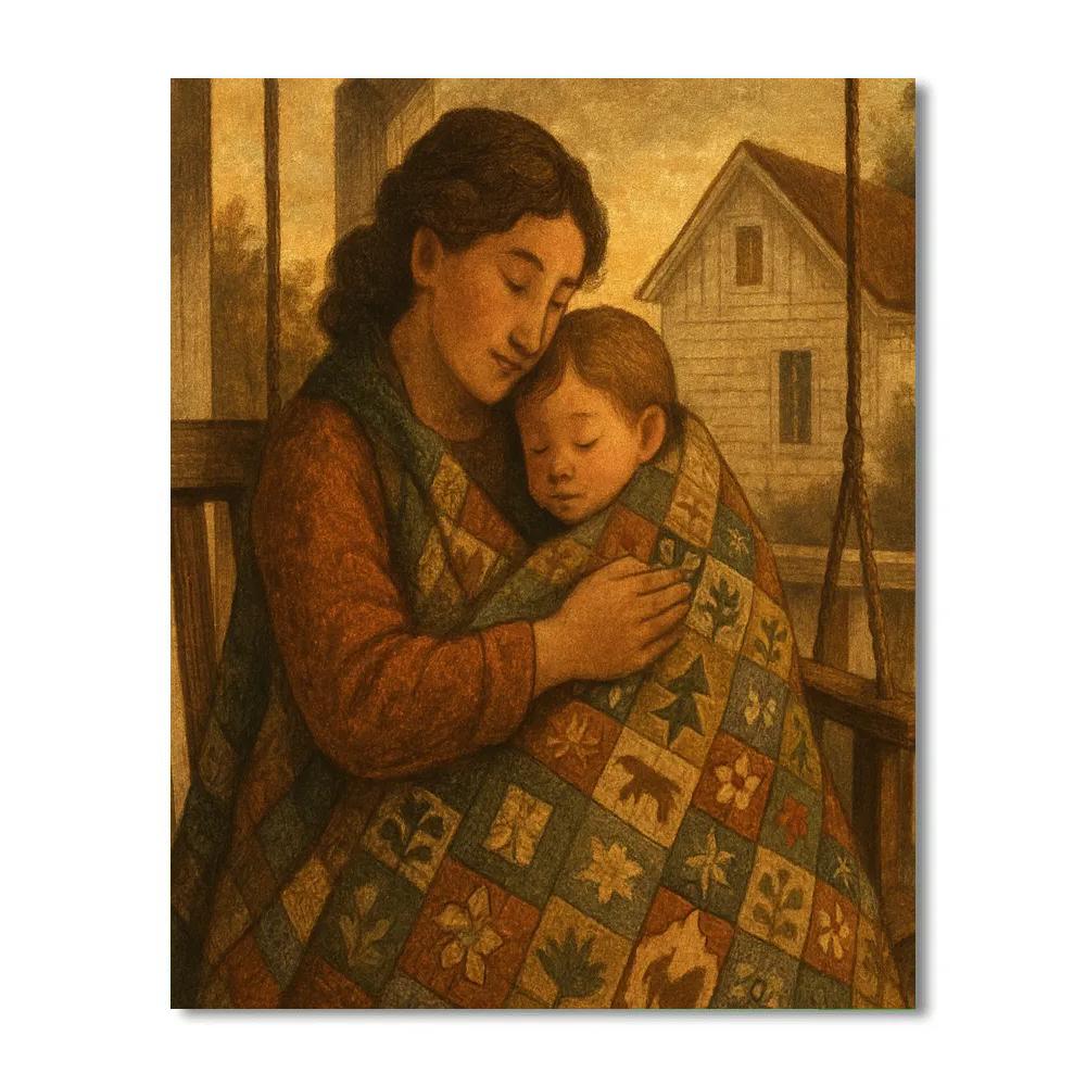 Patchwork Quilt Embrace Number painting