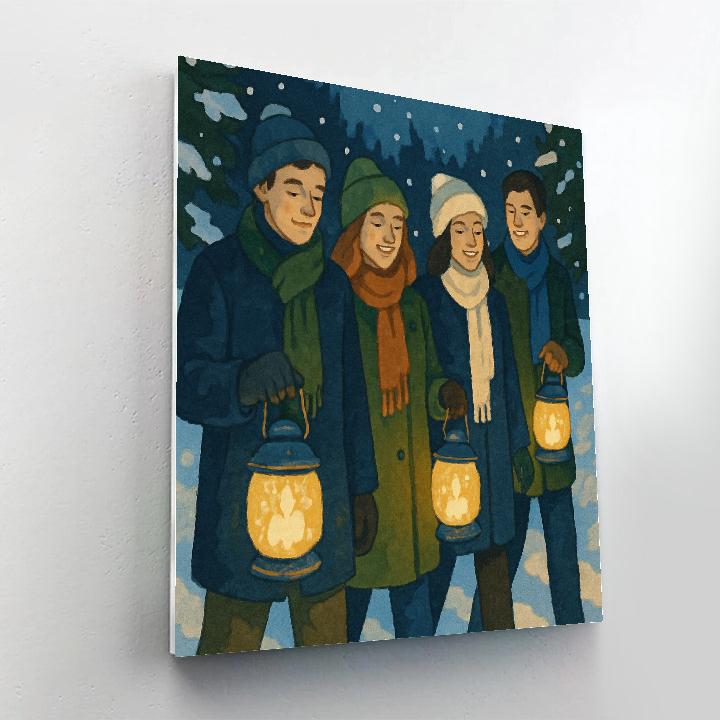 Snow Lantern Procession painting number kit