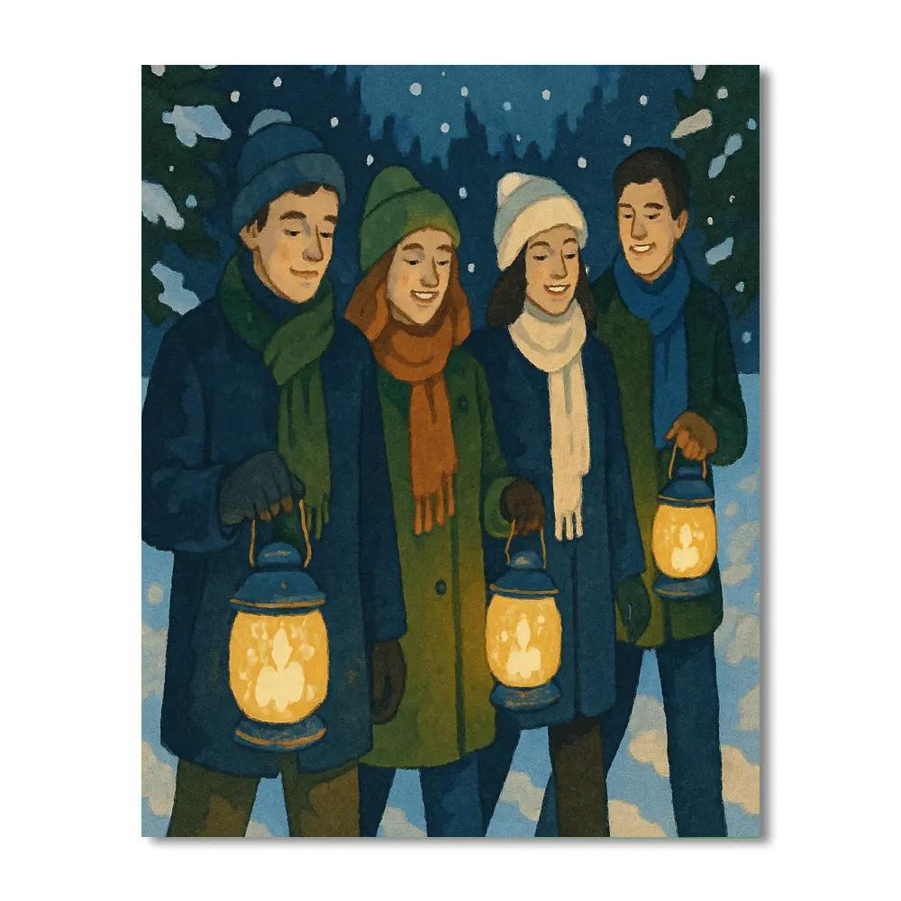 Snow Lantern Procession painting number kit