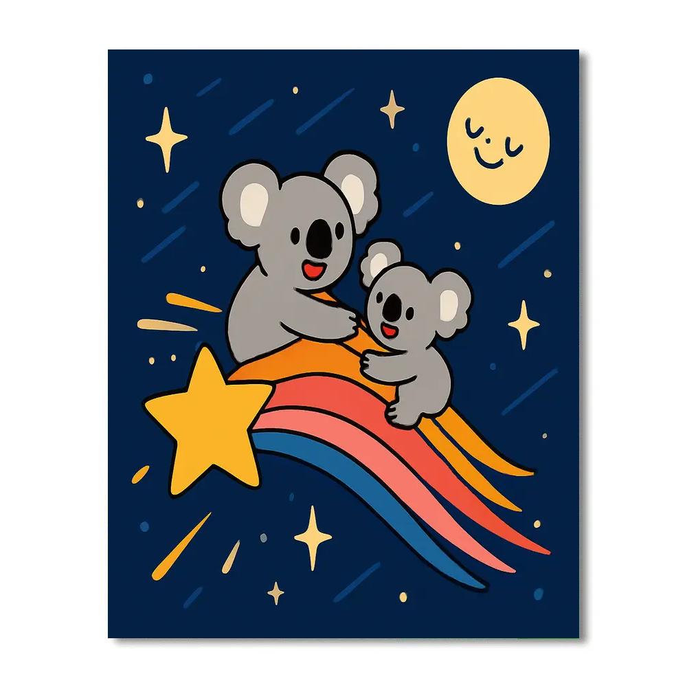 Comet Riding Koalas Painting by numbers kit